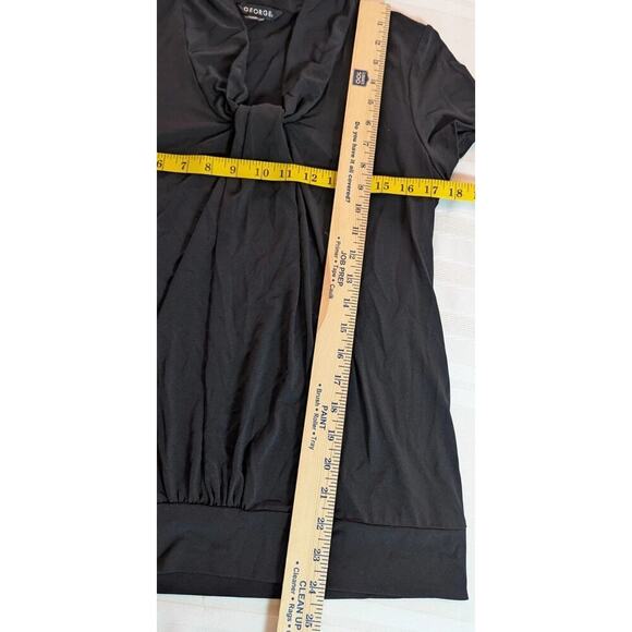 GEORGE Women’s Shirt Blouse Black Short Sleeve Ruched Twist V-Neck Size Medium - Picture 6 of 6